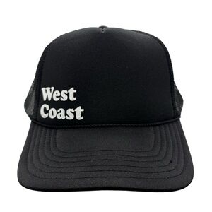 West Coast Black Trucker Hat Snapback Mesh Cap Retro Style Adjustable